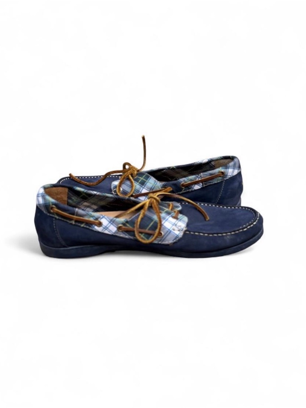 Jack Rogers Easton Navy Nubuck Plaid Boat Shoes Men’s 12 EUC